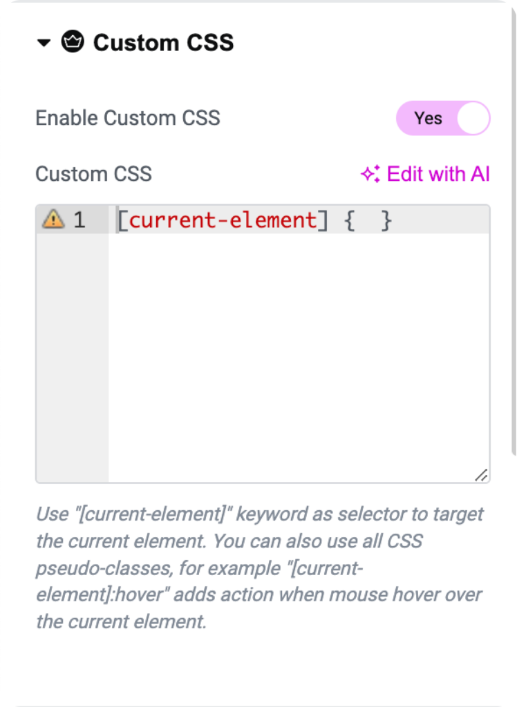 custom css for elementor screenshot