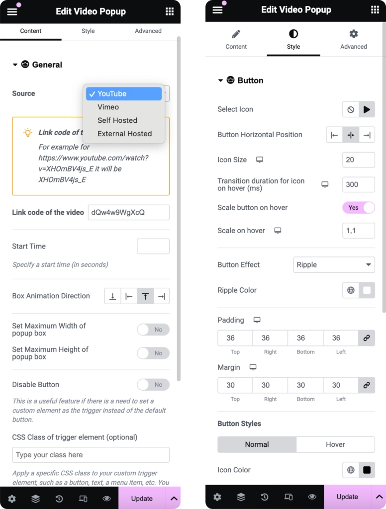 video popup for elementor