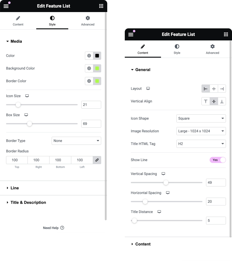 Feature List for Elementor