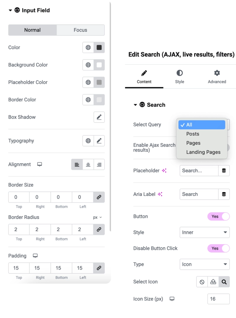 AJAX Search for Elementor